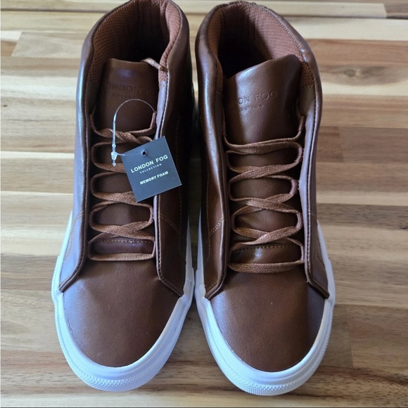 London Fog Dorance High-Top Sneakers Men’s, 9M Cognac Brown | Memory Foam | NIB - Picture 1 of 14